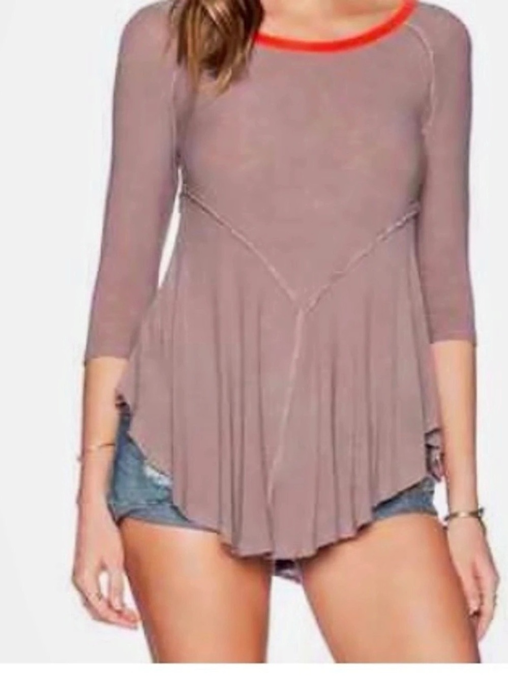 Free People INTIMATELY TAUPE ORANGE  WEEKEND LAYERING NWOT Size S